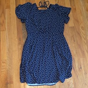 LOFT Womens Dress in Navy with White Dots